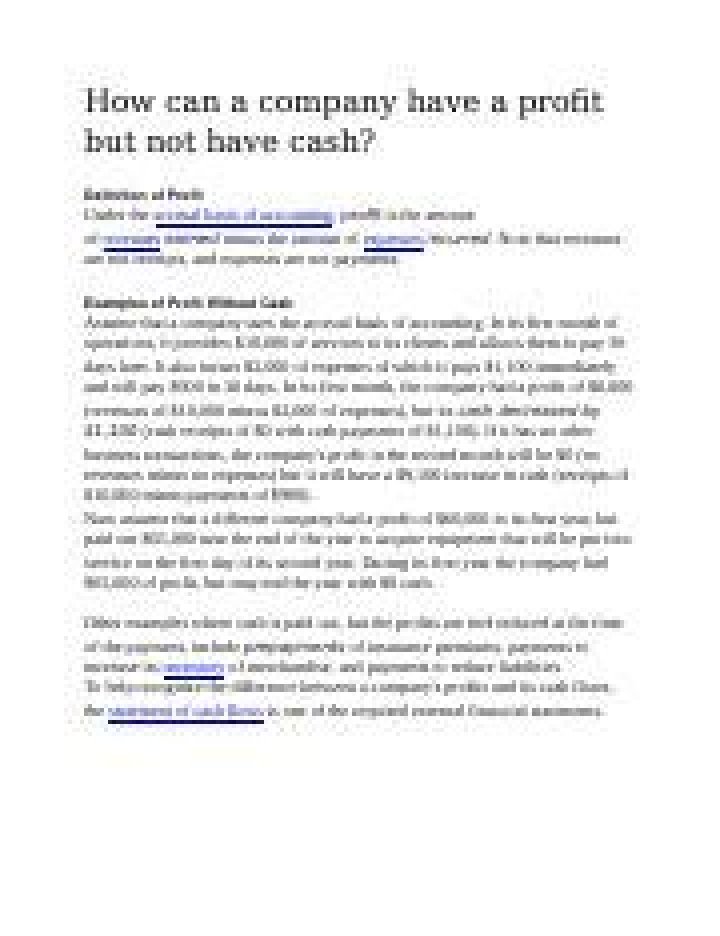 How can a company have a profit but not have cash?