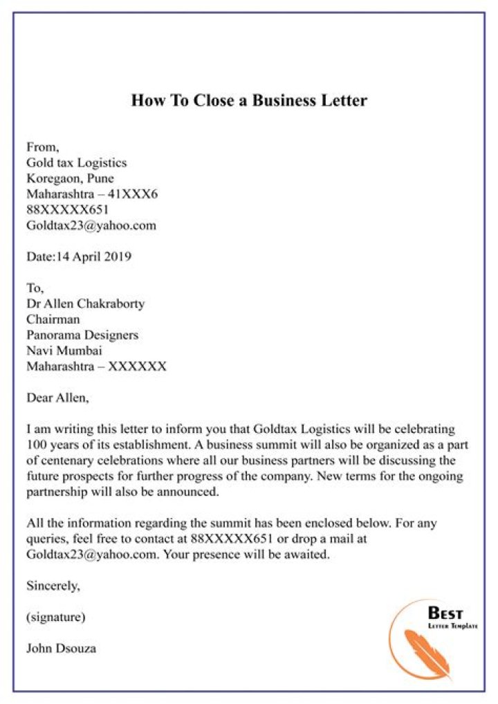 What closing should I use in a business letter?