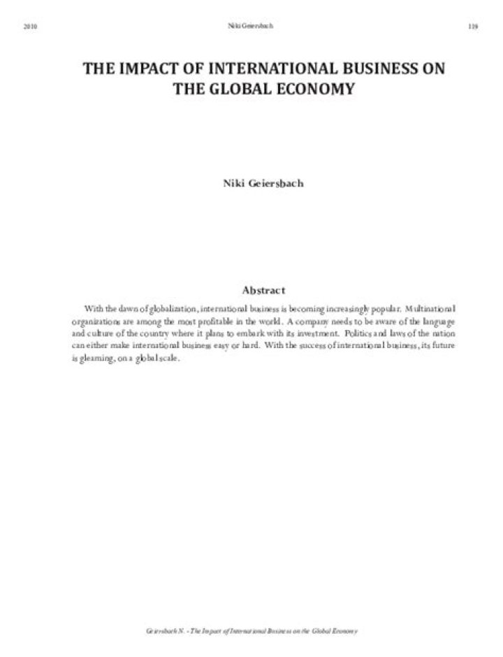 What is the impact of international business on BOP?