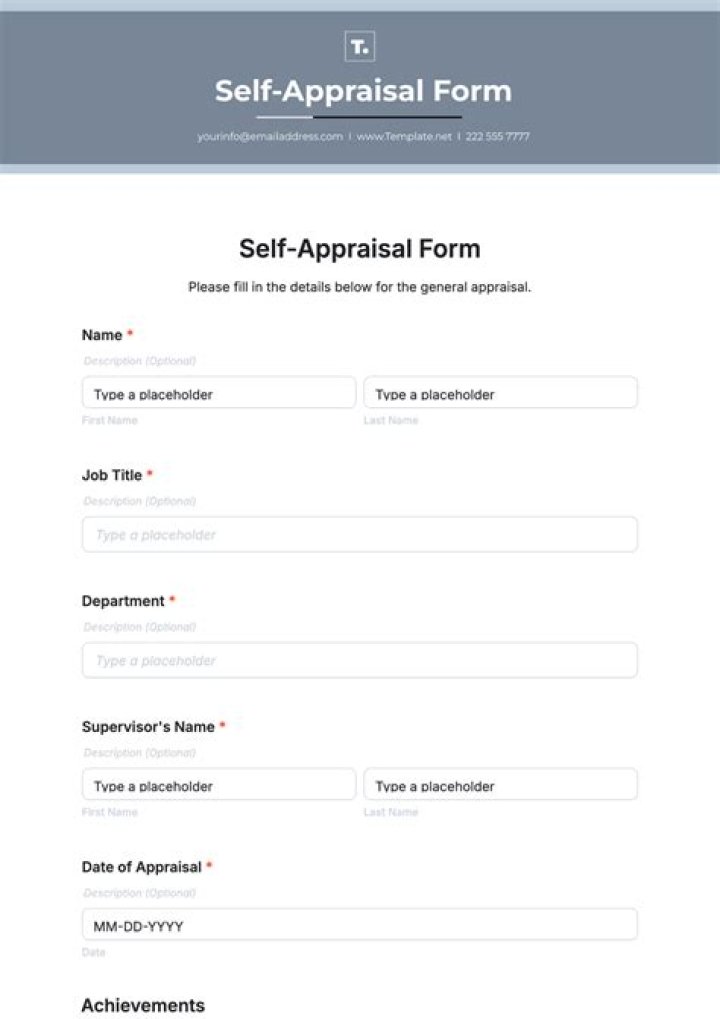 What should I fill in self-appraisal form?
