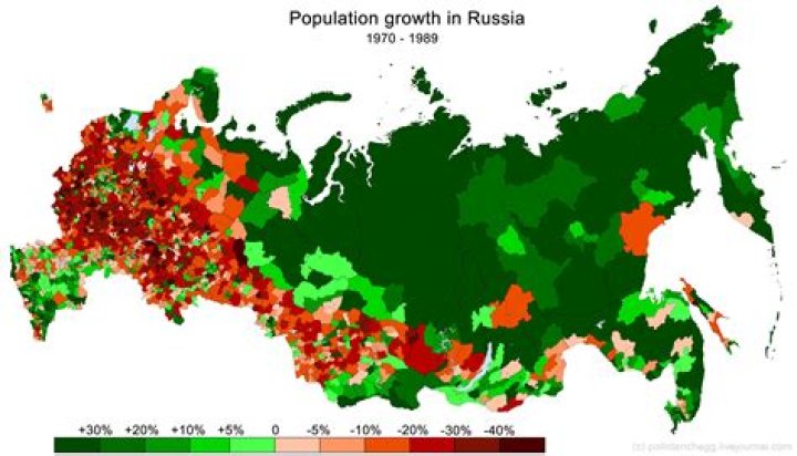 Where does most of the population live in Russia?